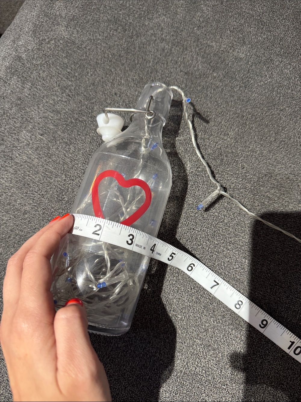 IKEA Clear Glass Bottle Lantern with Red Heart - Picture 2 of 10